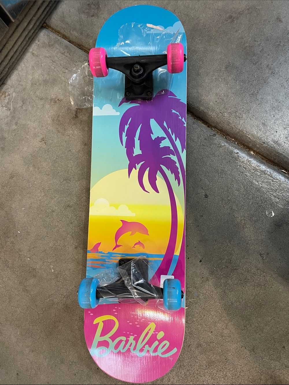 31” Barbie Skateboard with Tropical Sunset Graphics - Pink, Blue & Purple